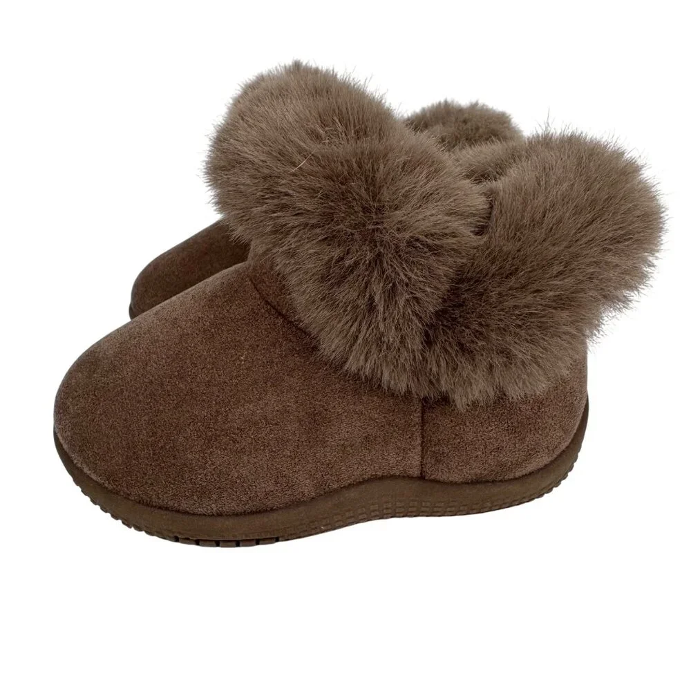 Hao Duo Lai Warm Brown‎ Faux Sued Boots Faux Fur Lined Baby Size 2